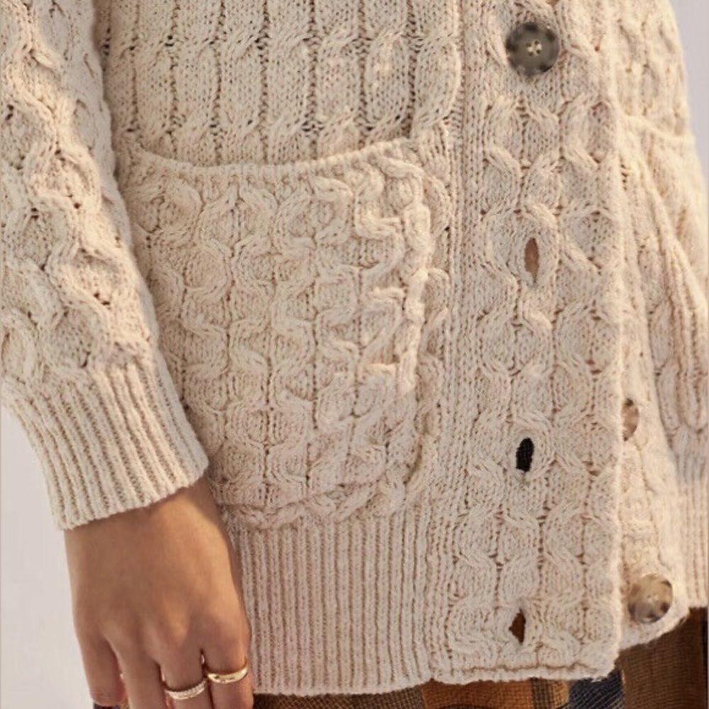 NWT ANTHROPOLOGIE TEXTURED CABLE CARDIGAN SWEATER x PILCRO - Picture 6 of 6